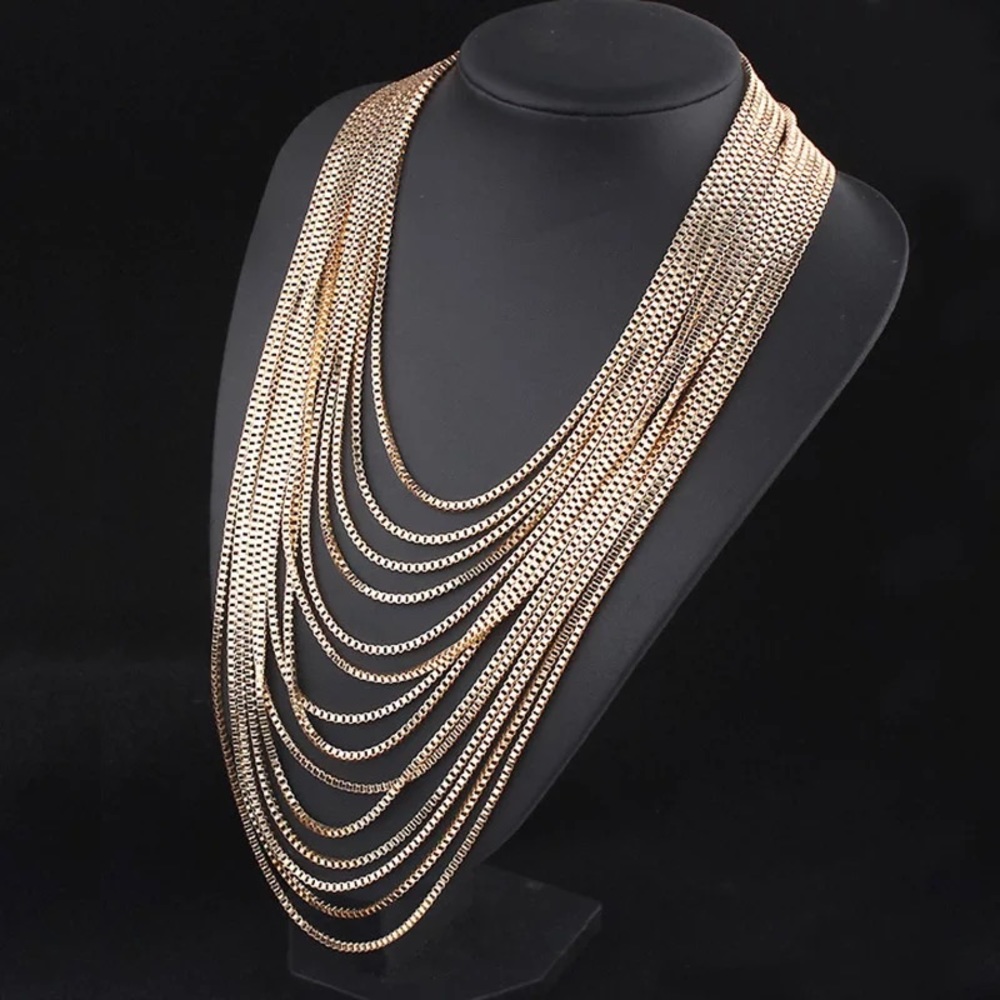 Gold Multi-Chain Layered Necklace - Picture 5 of 9
